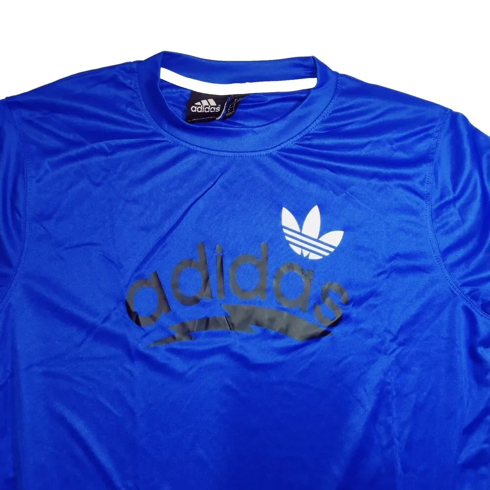 Adidas Soccer Men's L, T-Shirt Trefoil Logo Blue, w/White LOGO NEW